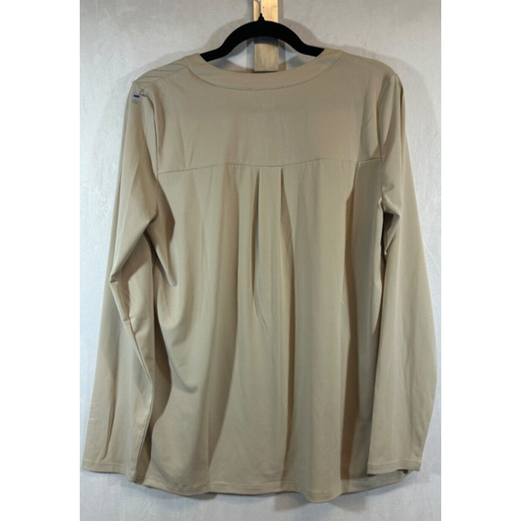 NEW MICHAEL KORS M Long Sleeve V-Neck Half Zip Front Pockets Blouse Stretch D23 - Picture 4 of 6